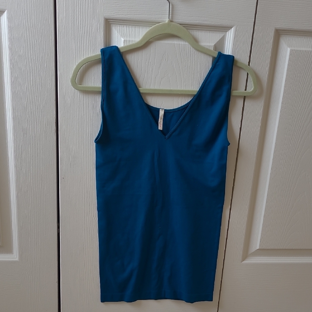 "skinnytees" Reversible Brand Tank (OS) Teal (NWOT)